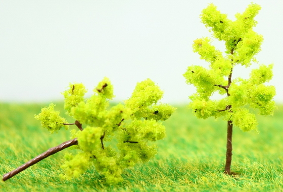 China Spoorlijn Scenery miniatuur Model bomen geel groen Avenue aanplant draad Tree 3,5 cm leverancier