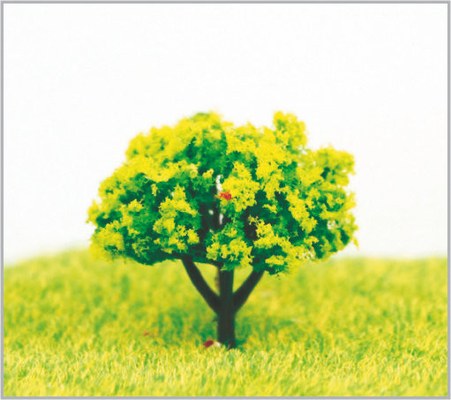 China 3.5.5cm Architecturale Plastic Groene Miniatuur Modelbomen met Lichtgeel leverancier
