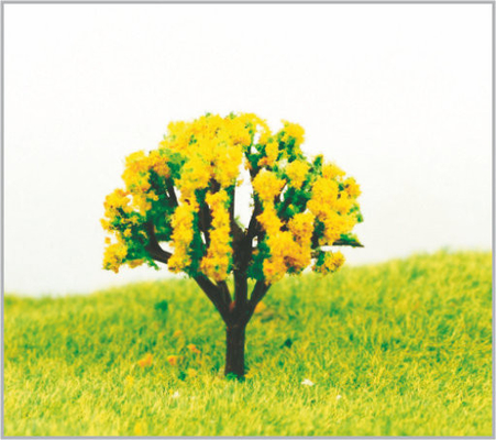 China 4.5cm Architecturale Plastic Donkergele Miniatuur Modelbomen in gemaakte Hand - leverancier