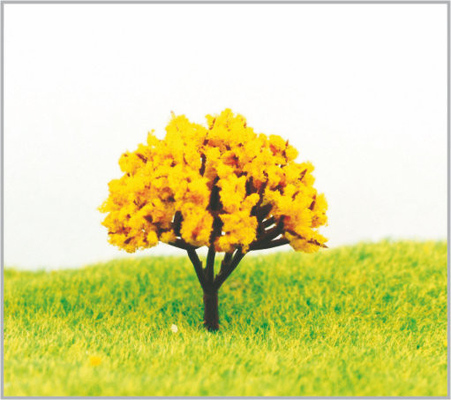 China Douane 4.5cm Donkergele Miniatuur Modelbomen in gemaakte Hand - leverancier