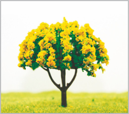 China Met de hand gemaakte Donkergele 8cm Miniatuur Modelbomen met Plastiek leverancier