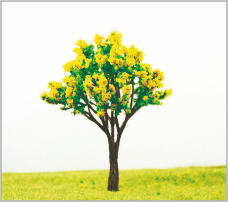 China 12cm HO Plastic Architecturale Donkergele Miniatuur Modelbomen in gemaakte hand - leverancier