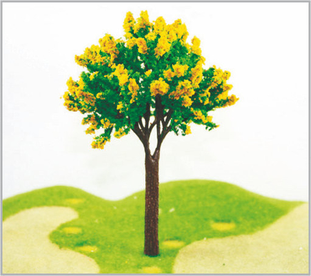 China 16cm HO Donkergele Plastic Architecturale Miniatuur Modelbomen in gemaakte hand - leverancier